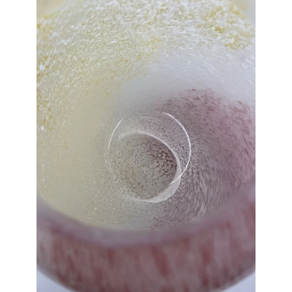 Crystal Clear Apothecary Jar Italy Art Glass Pink Yellow White Swirl 10